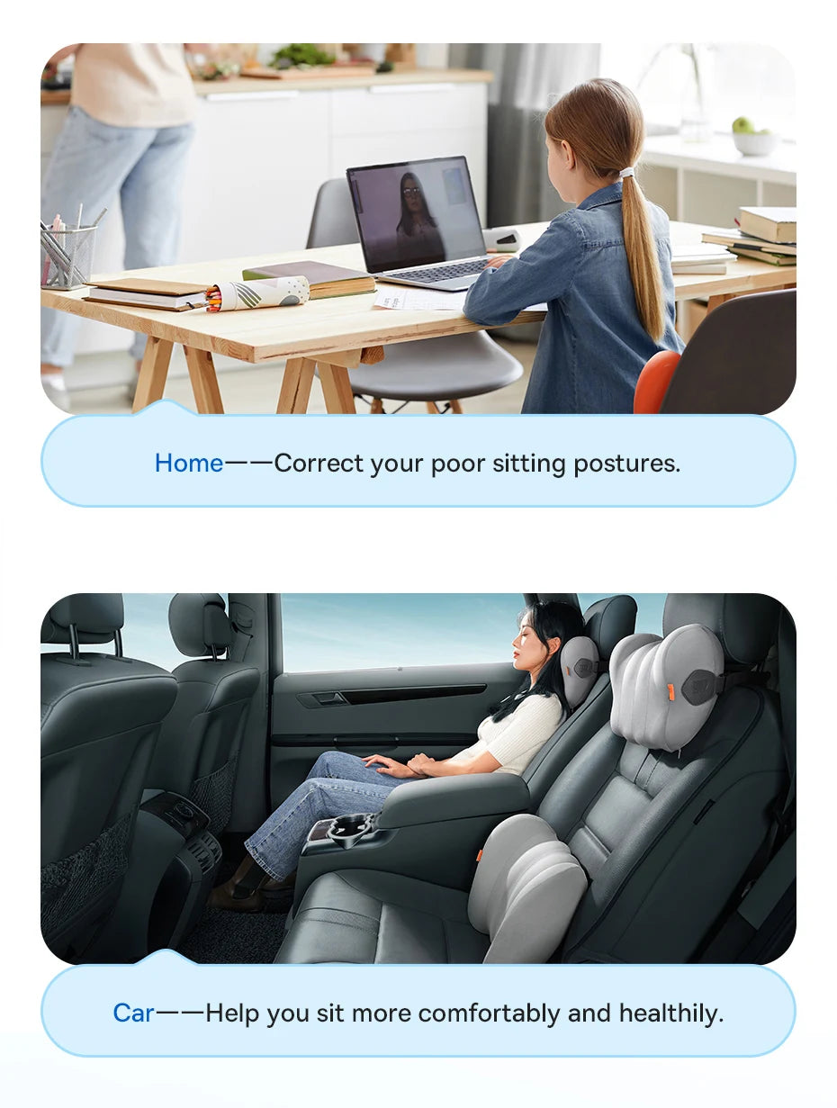 Baseus Car Neck Pillow Headrest Waist 3D Memory Foam Seat Support for Travel Neck Rest Breathable Car Back Lumbar Cushion Gadget - Daisan Mart