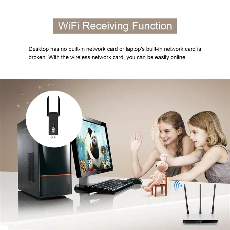 USB Wifi AC1200 Băng Tần Kép 1200Mbps Có Ăng Ten - Daisan Mart