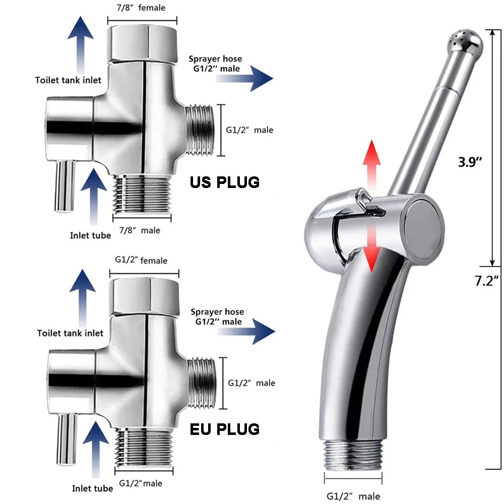 Shower Clean Body Woman Washer Spray Gun Head Vagina Flushing Toilet Bottom Vaginal Anal Implement Shower Head Bidet Set - Daisan Mart
