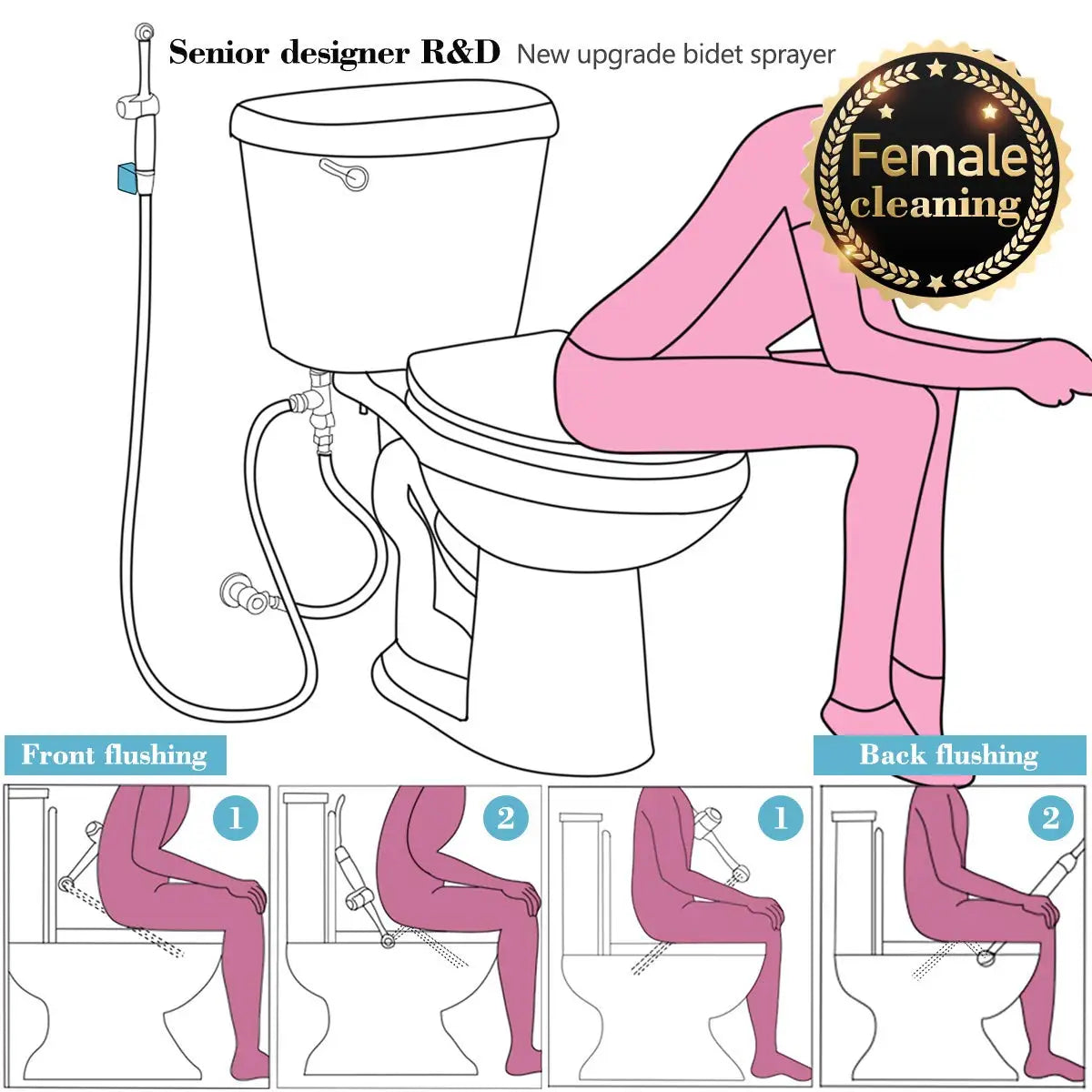 Shower Clean Body Woman Washer Spray Gun Head Vagina Flushing Toilet Bottom Vaginal Anal Implement Shower Head Bidet Set - Daisan Mart