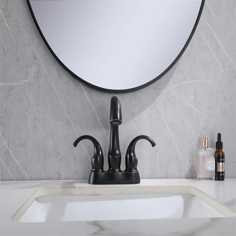 Modern Deck-Mounted Three Holes Basin Mixer Brass Bathroom Shower Faucet New Design 2-Handle Basin Faucet for Bathroom - Daisan Mart