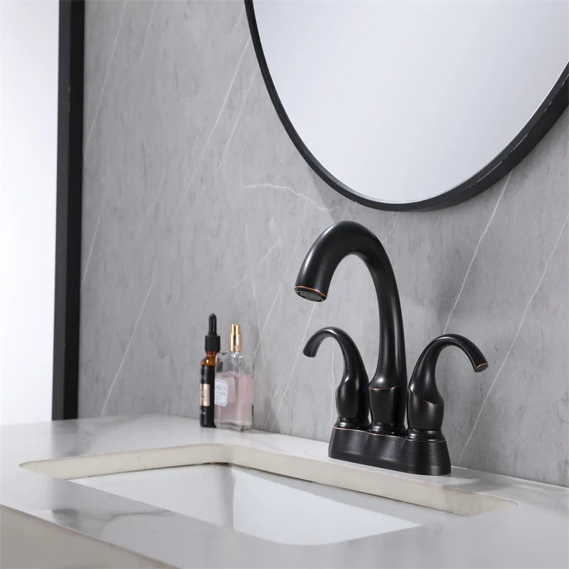Modern Deck-Mounted Three Holes Basin Mixer Brass Bathroom Shower Faucet New Design 2-Handle Basin Faucet for Bathroom - Daisan Mart