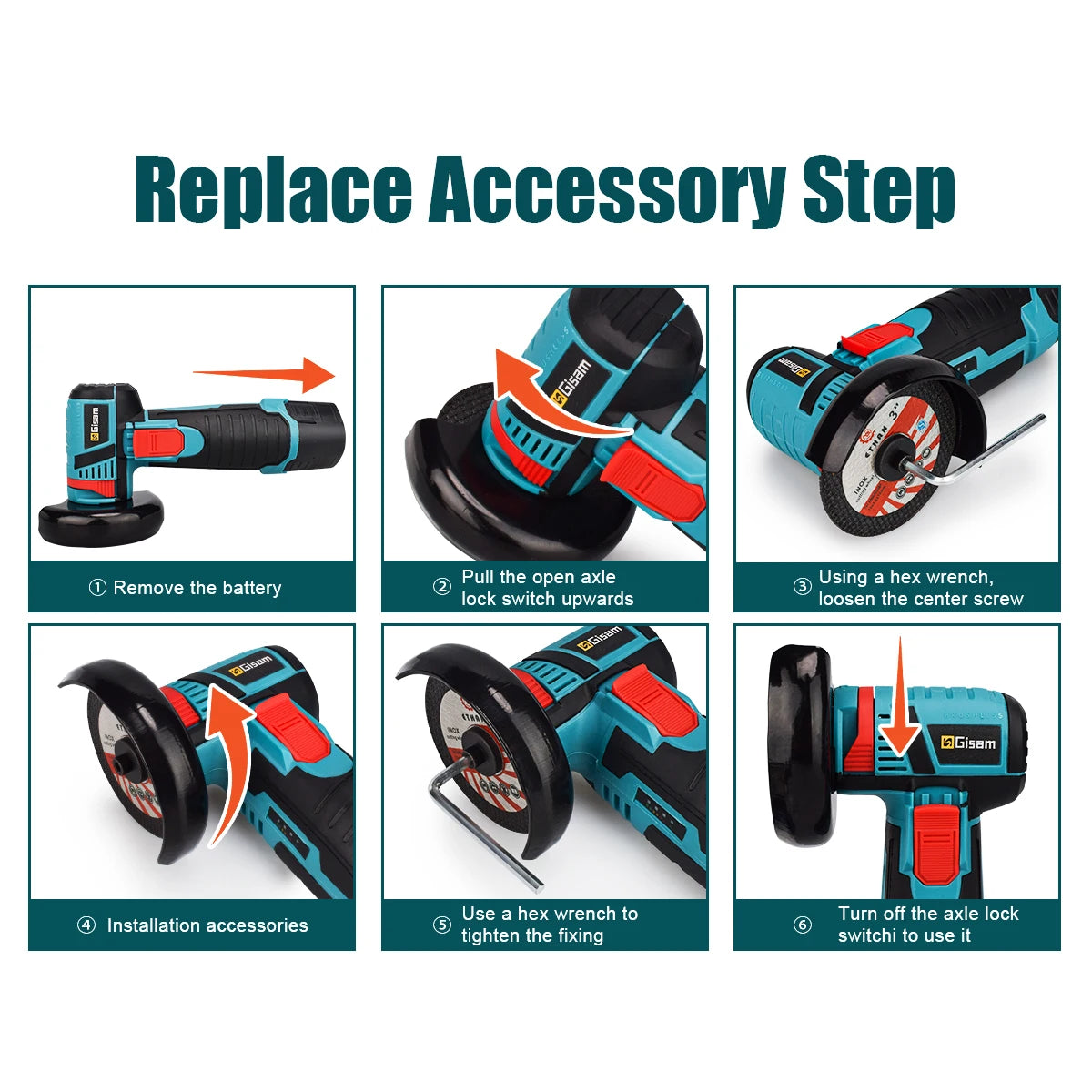 Máy mài góc không chổi than Gisam 19500rpm sạc pin - Daisan Mart