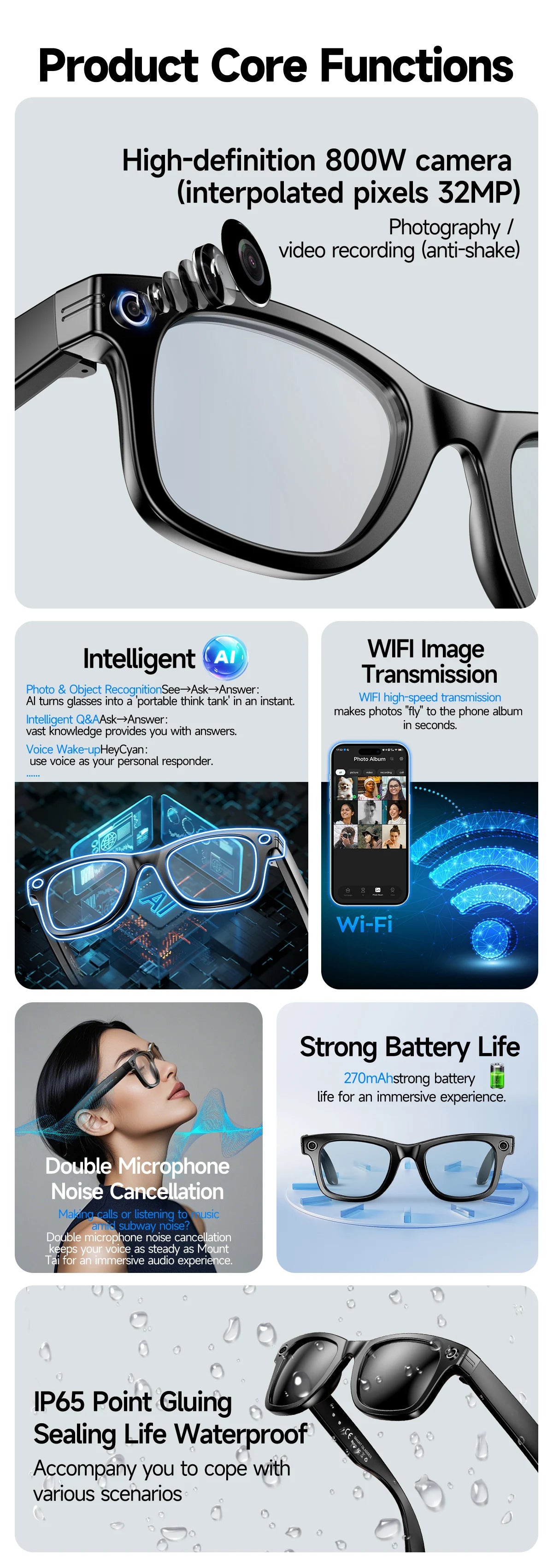 Kính Thông Minh LIGE: Camera 8MP, Gọi, Dịch, Bluetooth - Daisan Mart