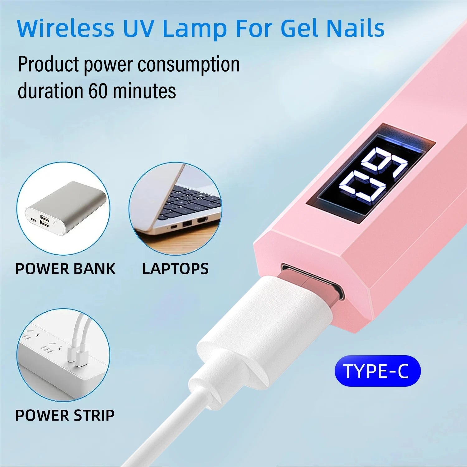 Đèn Sấy Móng Tay Cầm Tay USB Sạc Nhanh UV/LED - Daisan Mart