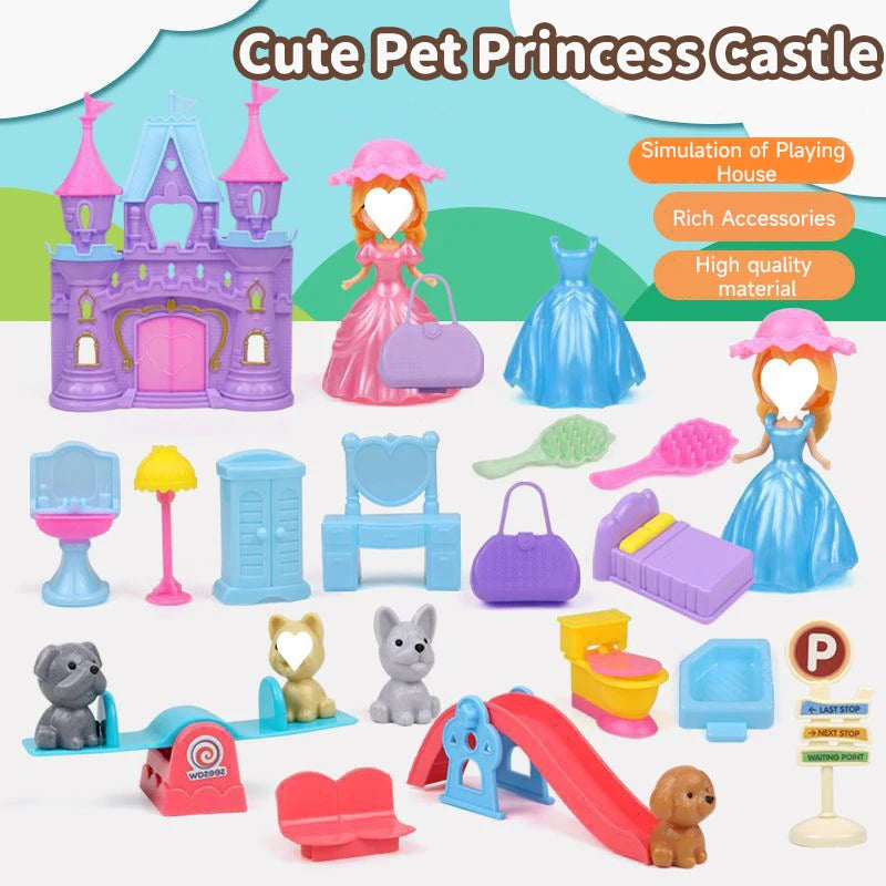 Cute Mini Pet Family Toy Set for Kids