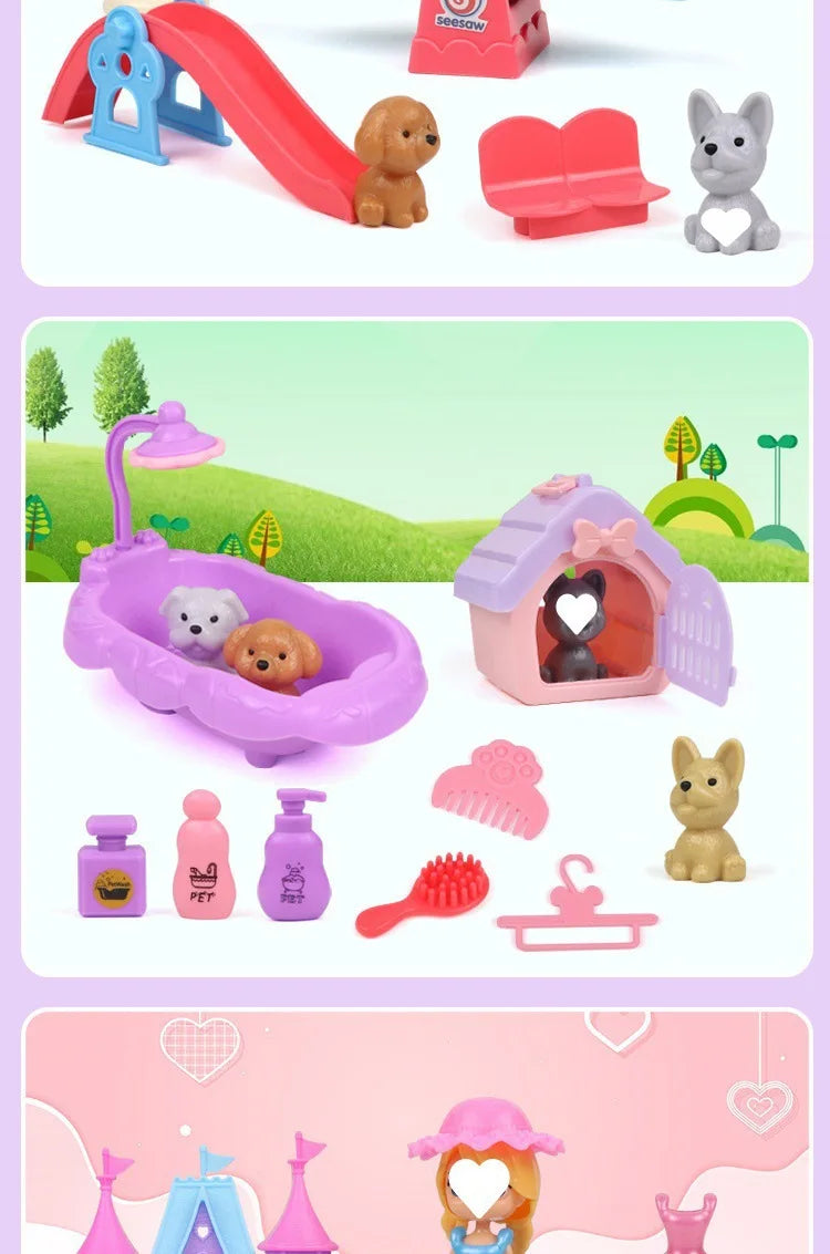 Cute Mini Pet Family Toy Set for Kids