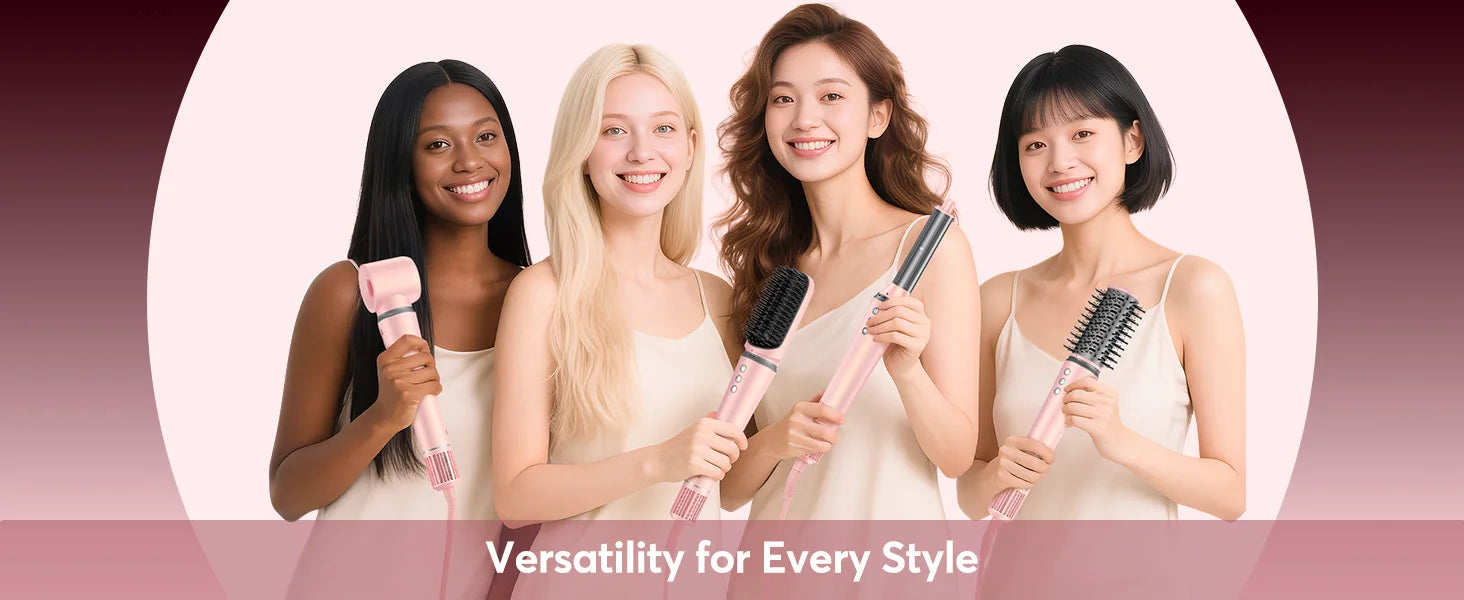 High Speed ​​5 in 1 Hair Dryer Hot Air Comb Set,Hair Brush Curling Iron Hair Straightener Styling Tool For Blow Dryer Gift Box