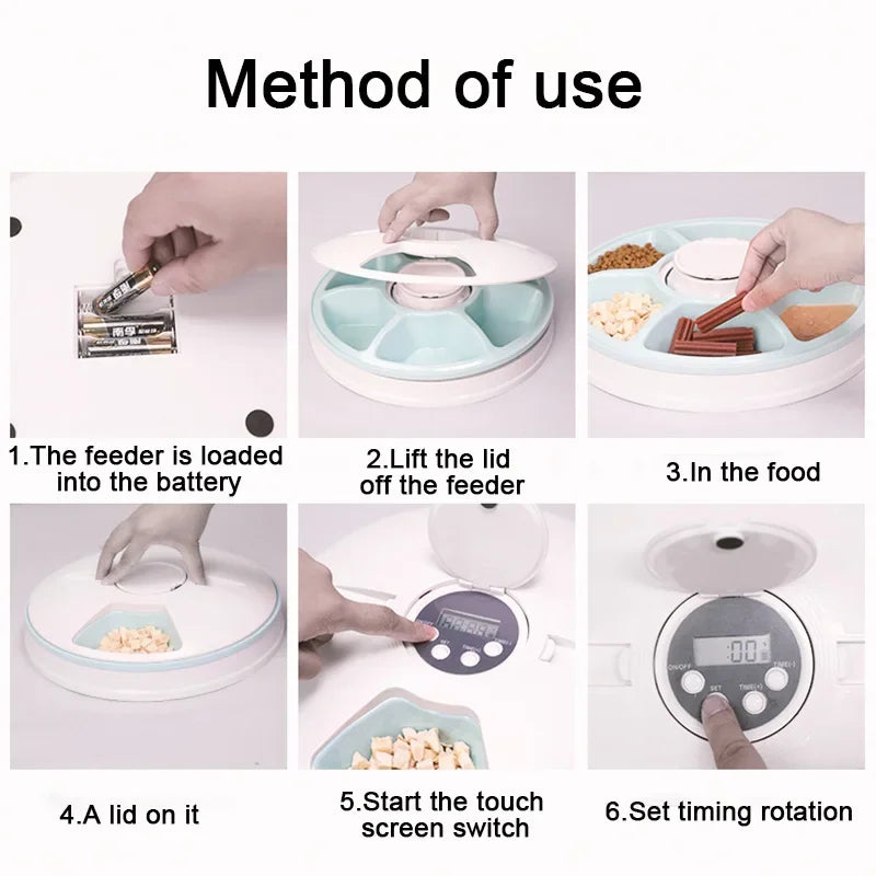 Khay Ăn Tự Động Thông Minh cho Chó Mèo - 6 Khay Ăn - Daisan Mart