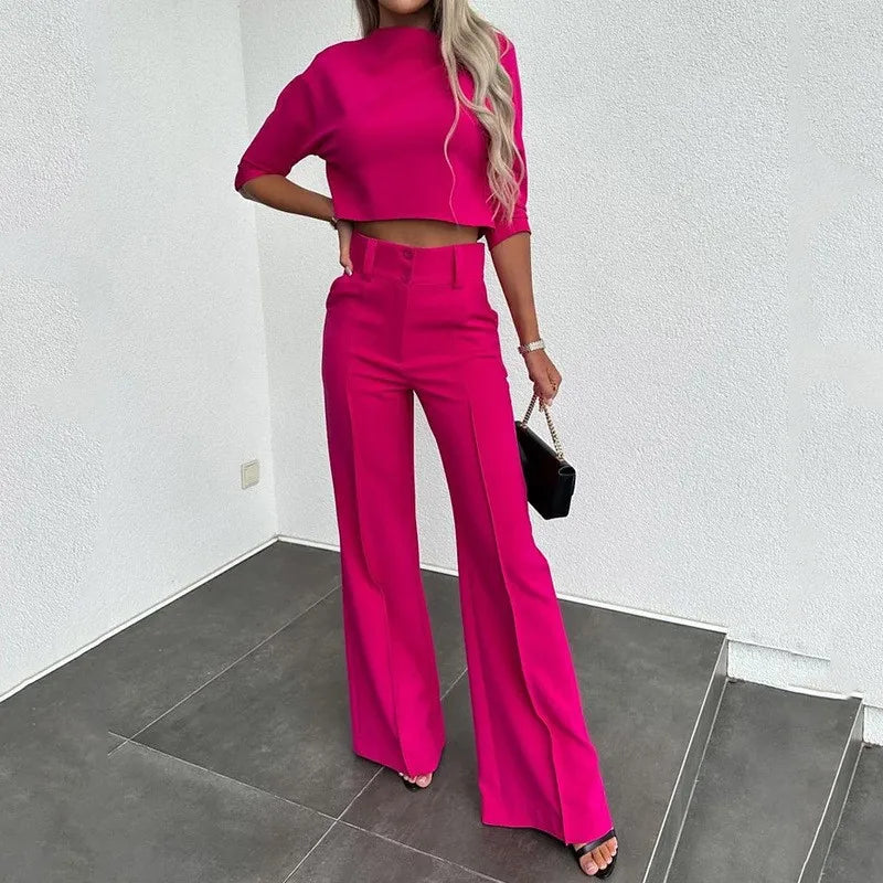 Bộ Vest Nữ Công Sở Thanh Lịch Croptop & Quần Dài - Daisan Mart
