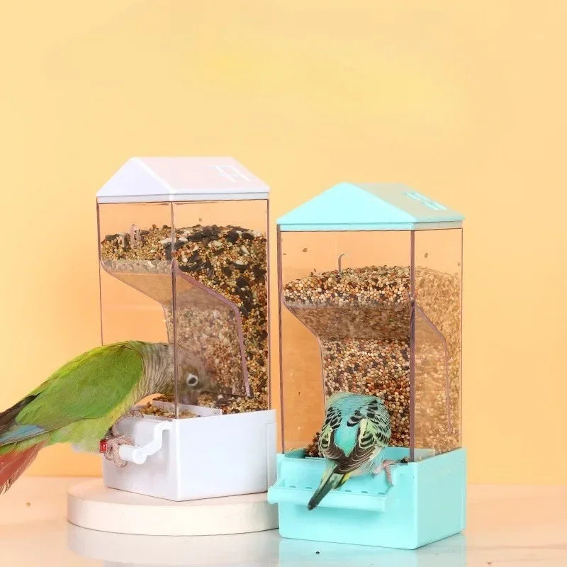 Pet Parrot Feeder Large Capacity Bird Automatic Feeder Bird Cage Food Box Husk Separation Anti-splash Integrated Splash Feeder - Daisan Mart