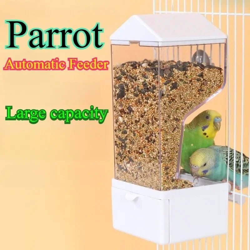 Pet Parrot Feeder Large Capacity Bird Automatic Feeder Bird Cage Food Box Husk Separation Anti-splash Integrated Splash Feeder - Daisan Mart