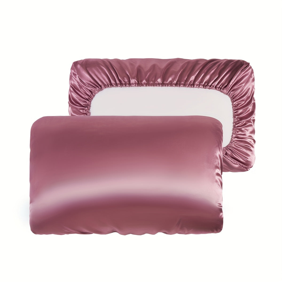2pcs Soft And Breathable Satin Pillowcase With Elastic Cord - Perfect For A Comfortable Sleep In Your Bedroom - Daisan Mart