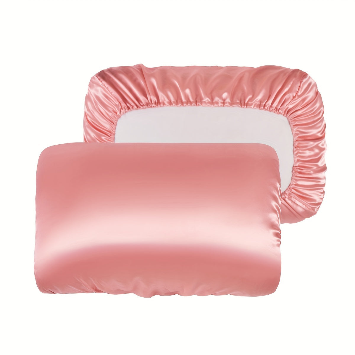 2pcs Soft And Breathable Satin Pillowcase With Elastic Cord - Perfect For A Comfortable Sleep In Your Bedroom - Daisan Mart