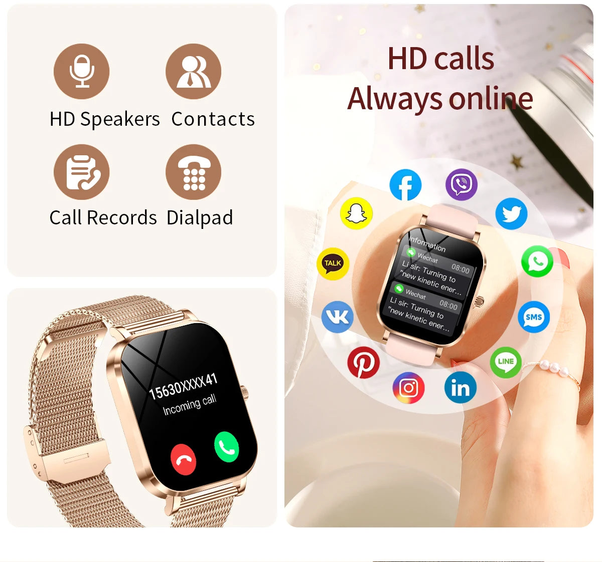 Đồng Hồ Thông Minh Nữ 2025 Cảm Ứng Gọi Bluetooth - Daisan Mart