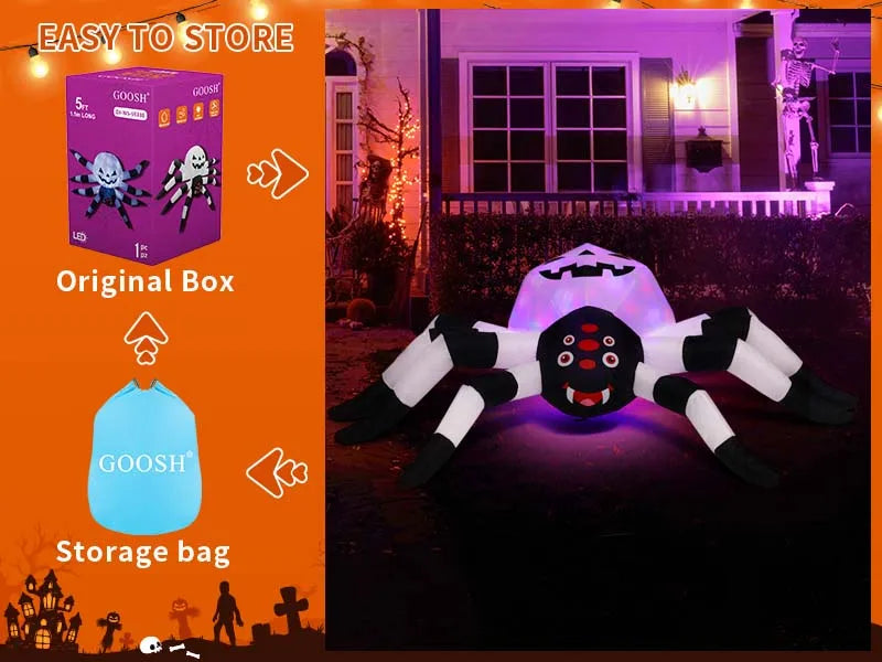 Đèn Nhện LED 5FT Trang Trí Halloween Sân Vườn Độc Đáo - Daisan Mart