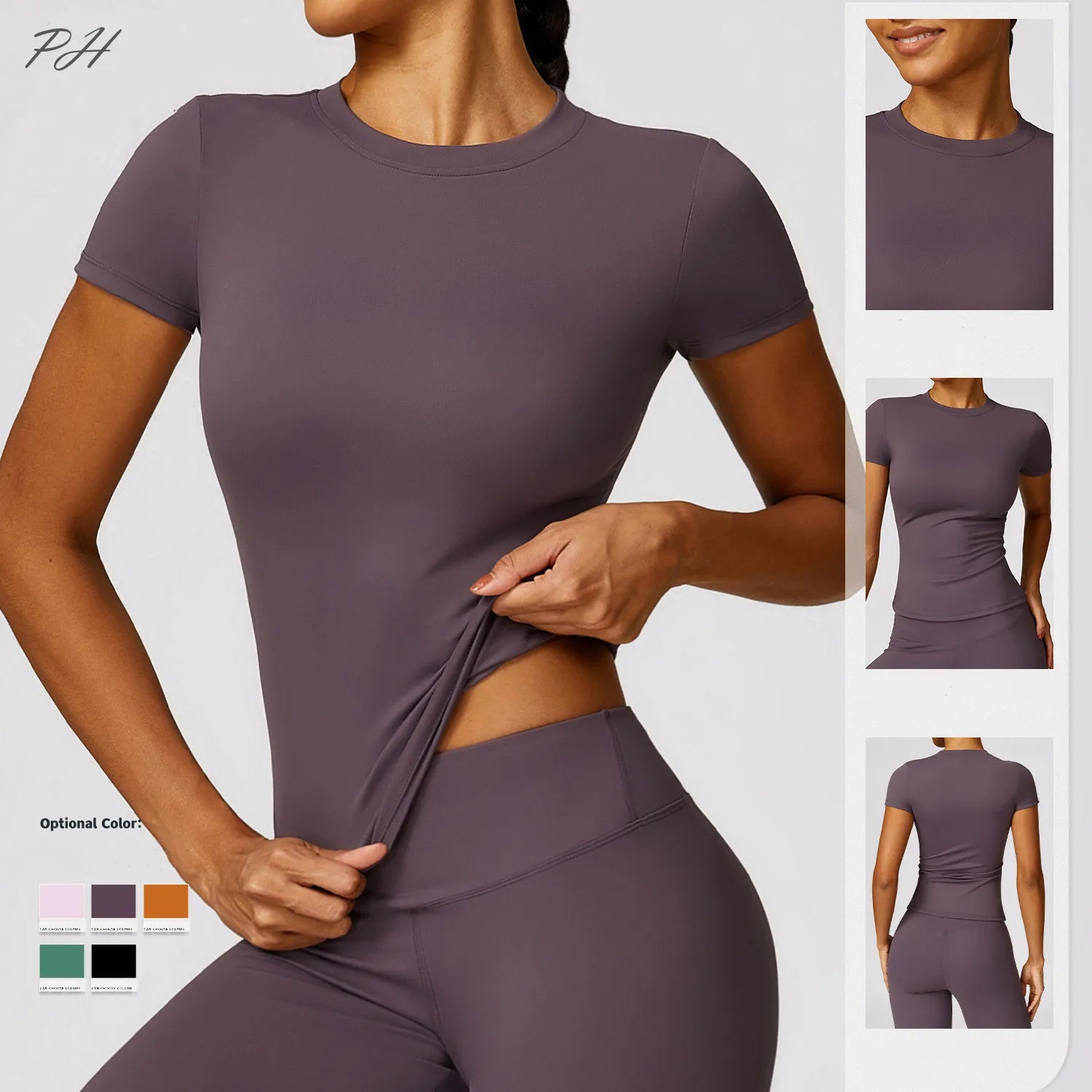 Áo Tập Yoga Nữ 2024 - Nhanh Khô, Tím, Ngắn Tay - Daisan Mart