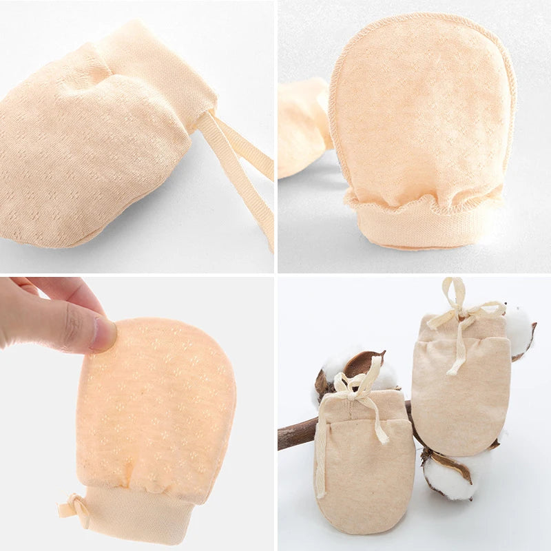 Baby Scratch Resistant Face Gloves 0-6Month Newborn Hand Protector Thin Breathable Pure Cotton Mittens Infant Protective Gloves - Daisan Mart