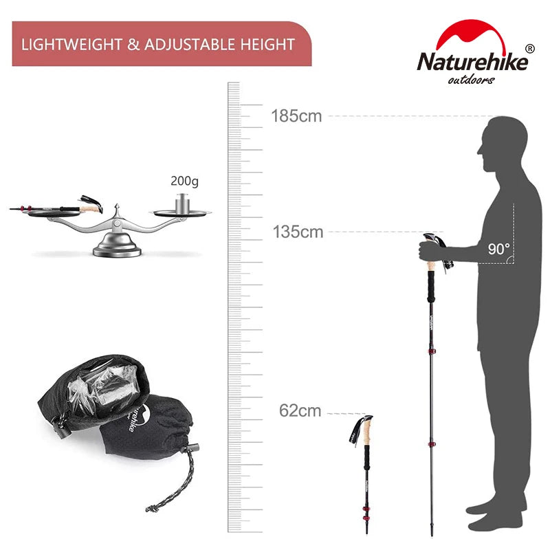Gậy Leo Núi Naturehike Carbon Siêu Nhẹ Gấp Gọn - Daisan Mart