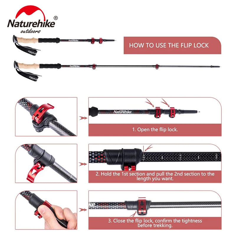 Gậy Leo Núi Naturehike Carbon Siêu Nhẹ Gấp Gọn - Daisan Mart