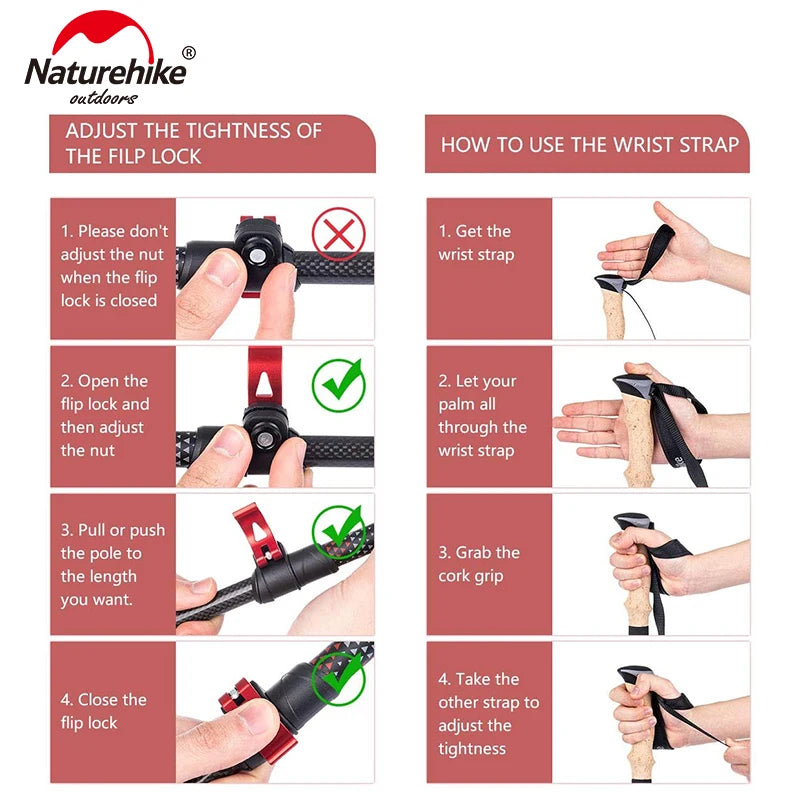 Gậy Leo Núi Naturehike Carbon Siêu Nhẹ Gấp Gọn - Daisan Mart