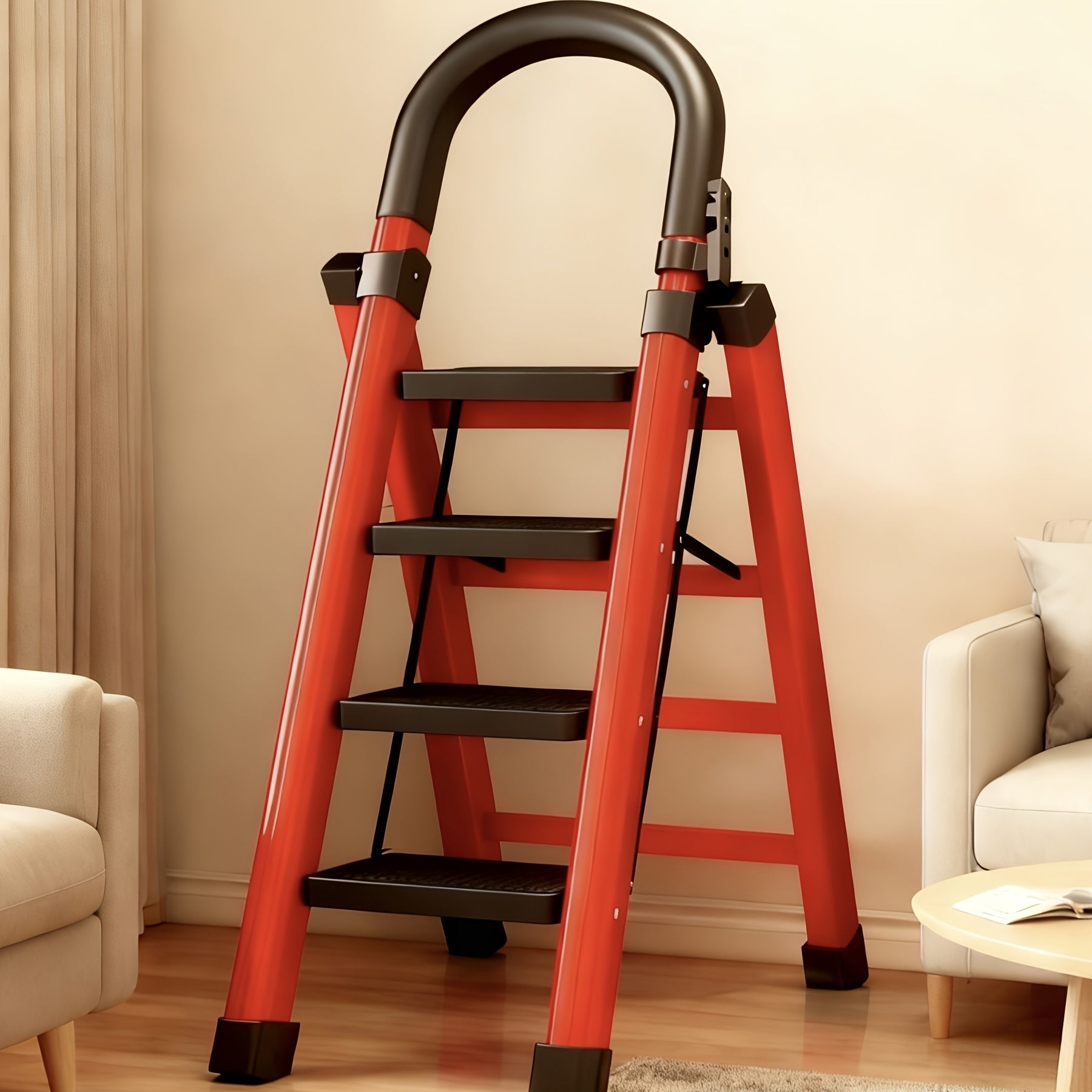 3/4/5-Step Portable Folding Ladder, 500/520/530 Lbs Durable Step Ladder with Wide Anti-Slip Pedal,, Lightweight Steel Step Stool Suitable for Both Household And Industrial Use - Daisan Mart