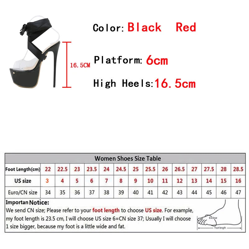 Sandal Cao Gót Đỏ Trong Suốt Buộc Dây Quyến Rũ - Daisan Mart
