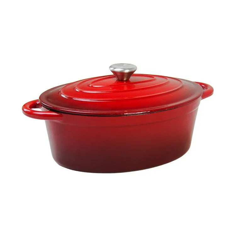 Nồi Gang Tráng Men Đa Năng 8QT Hình Bầu Dục Cao Cấp - Daisan Mart