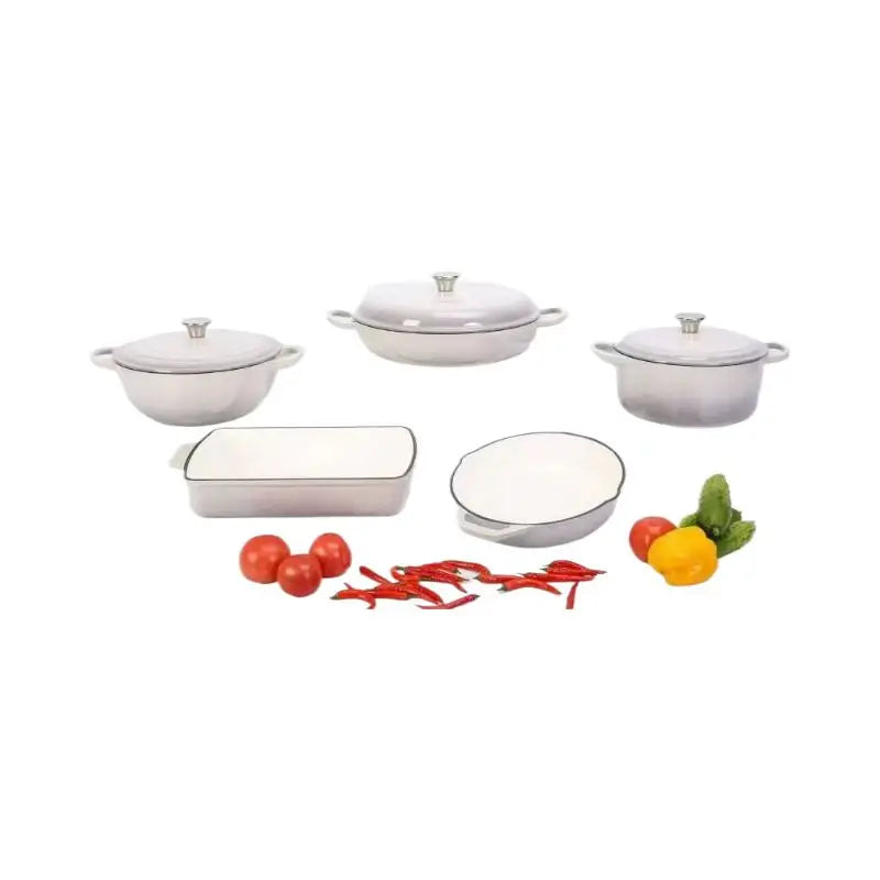 5PCS Multi-Purpose Non-Stick Enameled Cast Iron Pot and Pan Set