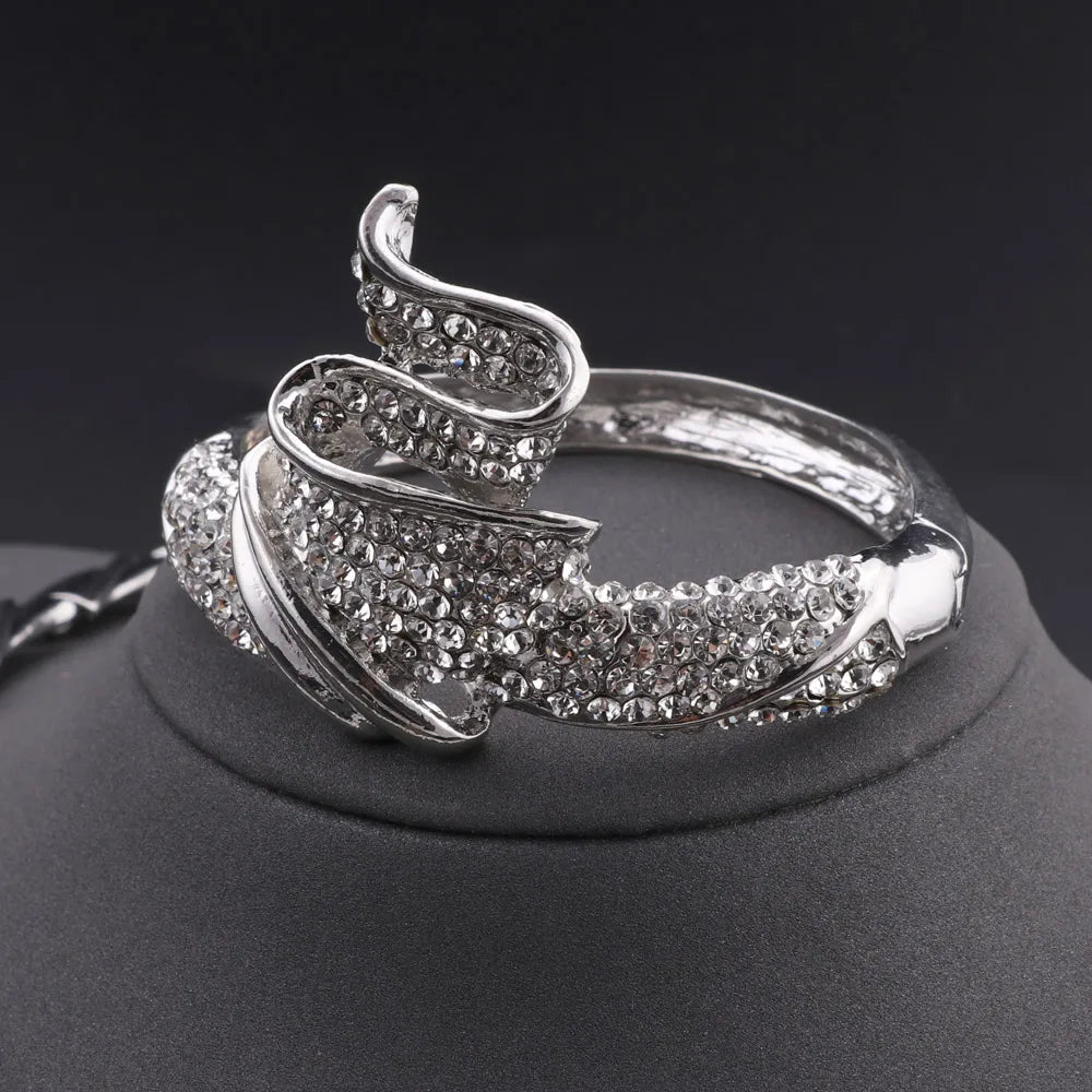 Luxury Dubai Silver Wedding Jewelry Set for Women