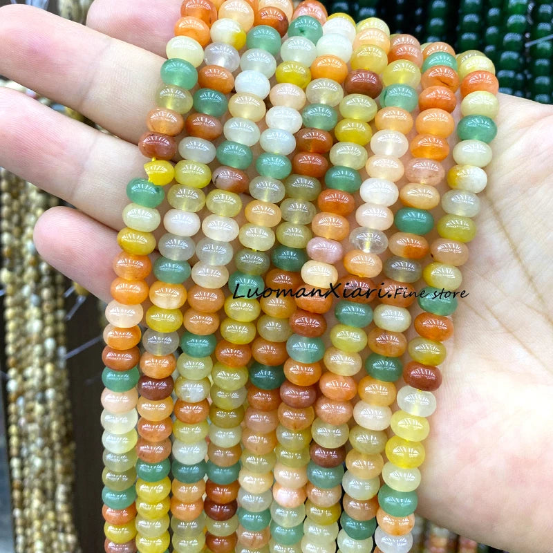 Natural Green Moss Agate Rondelle 5x8mm