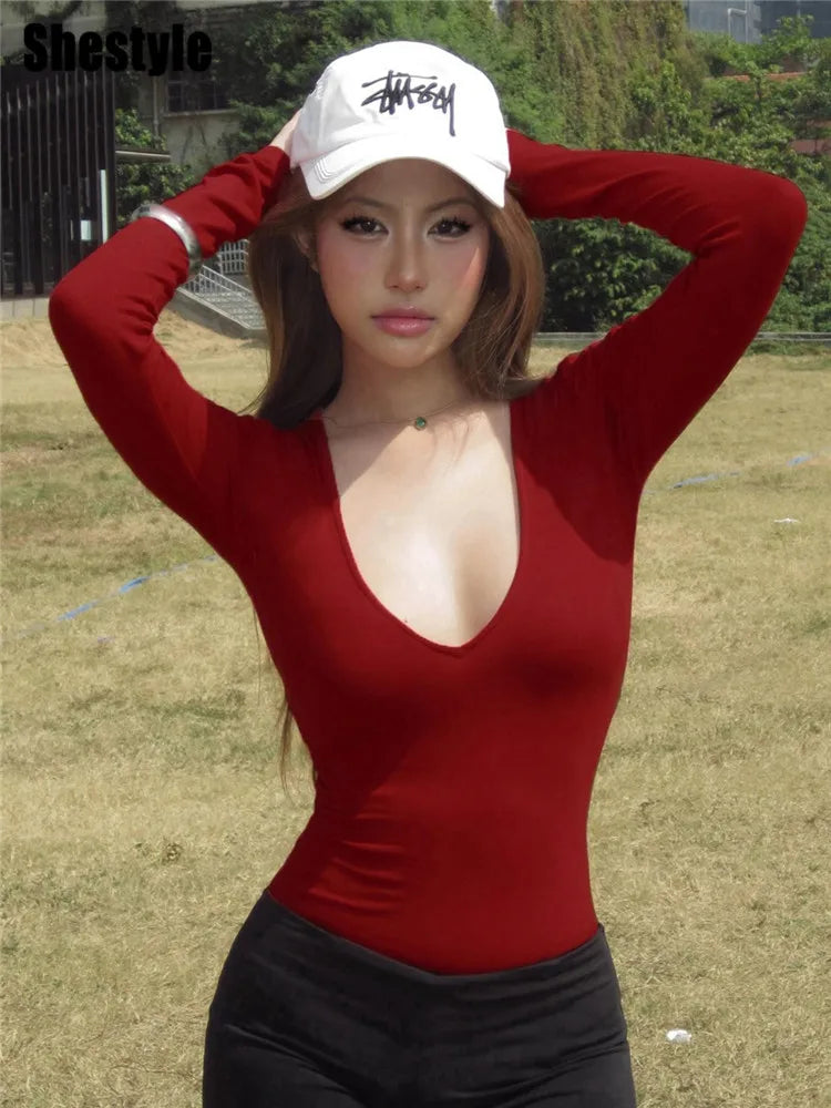 Bodysuit Đỏ Gợi Cảm SheStyle - Thời Trang Thu Đông 2025 - Daisan Mart