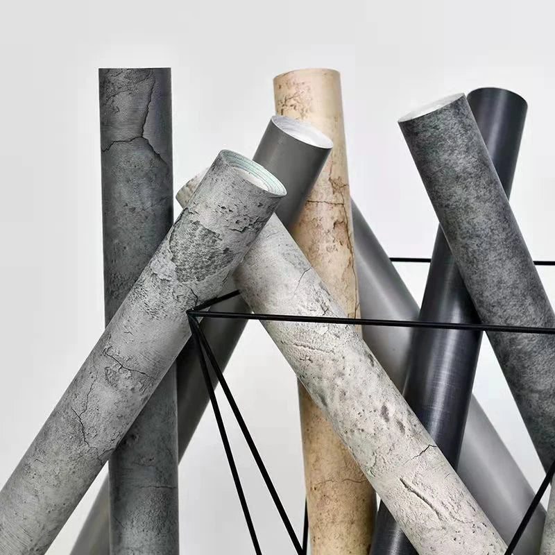 Giấy Dán Tường Chống Thấm Xám Retro Vinyl PVC - Daisan Mart