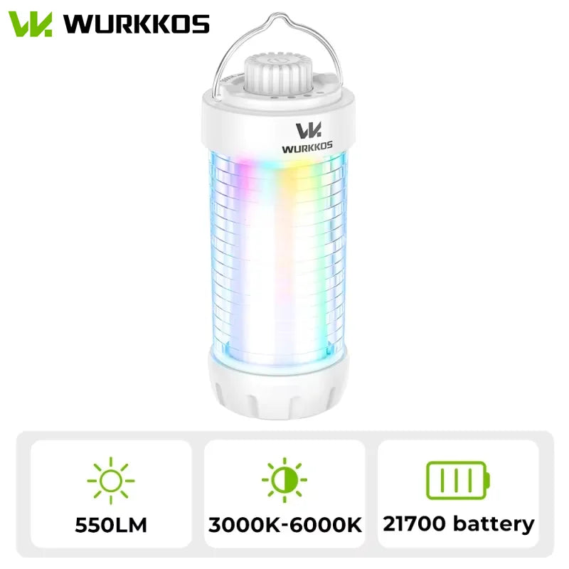 Đèn pin trắng, ánh sáng cầu vồng, công suất 550LM, nhiệt độ màu 3000K-6000K, pin 21700.