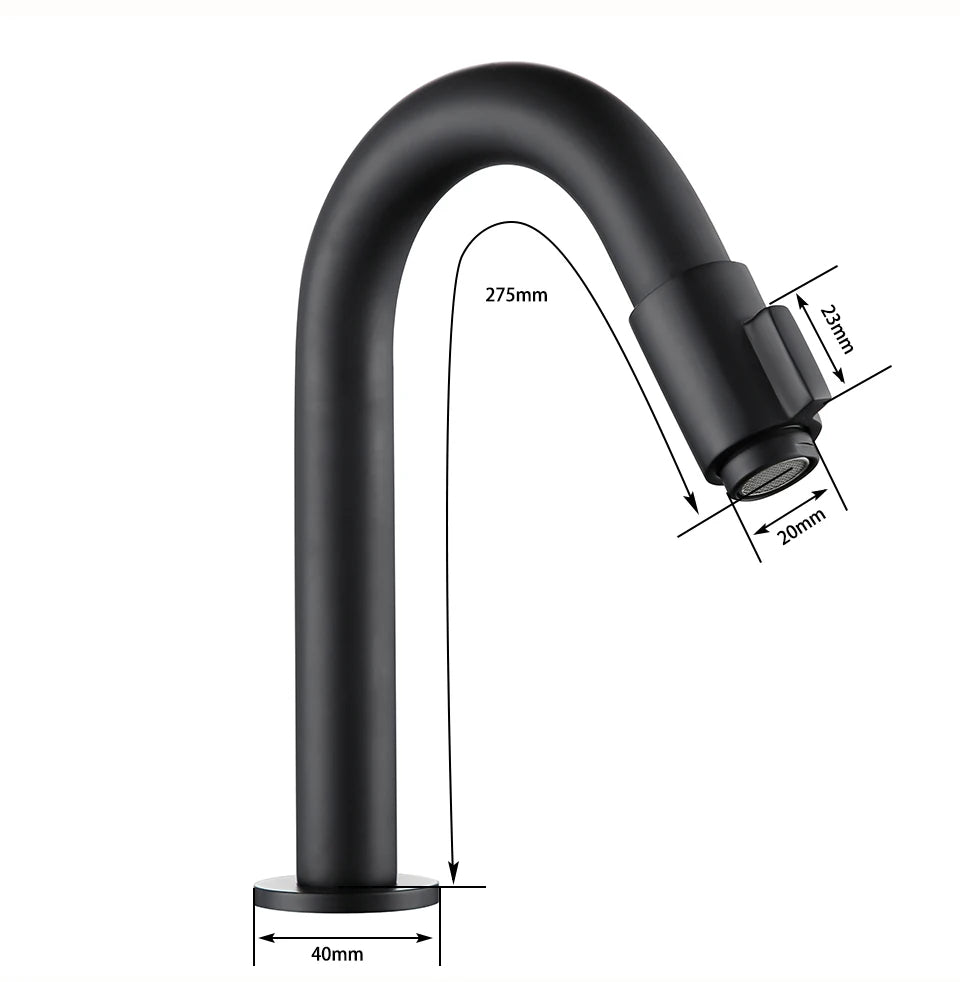 Bagnolux Solid Brass Countertop Mat Black Basin Faucet Bathroom Accessories Cold Water Single Lever Faucet - Daisan Mart
