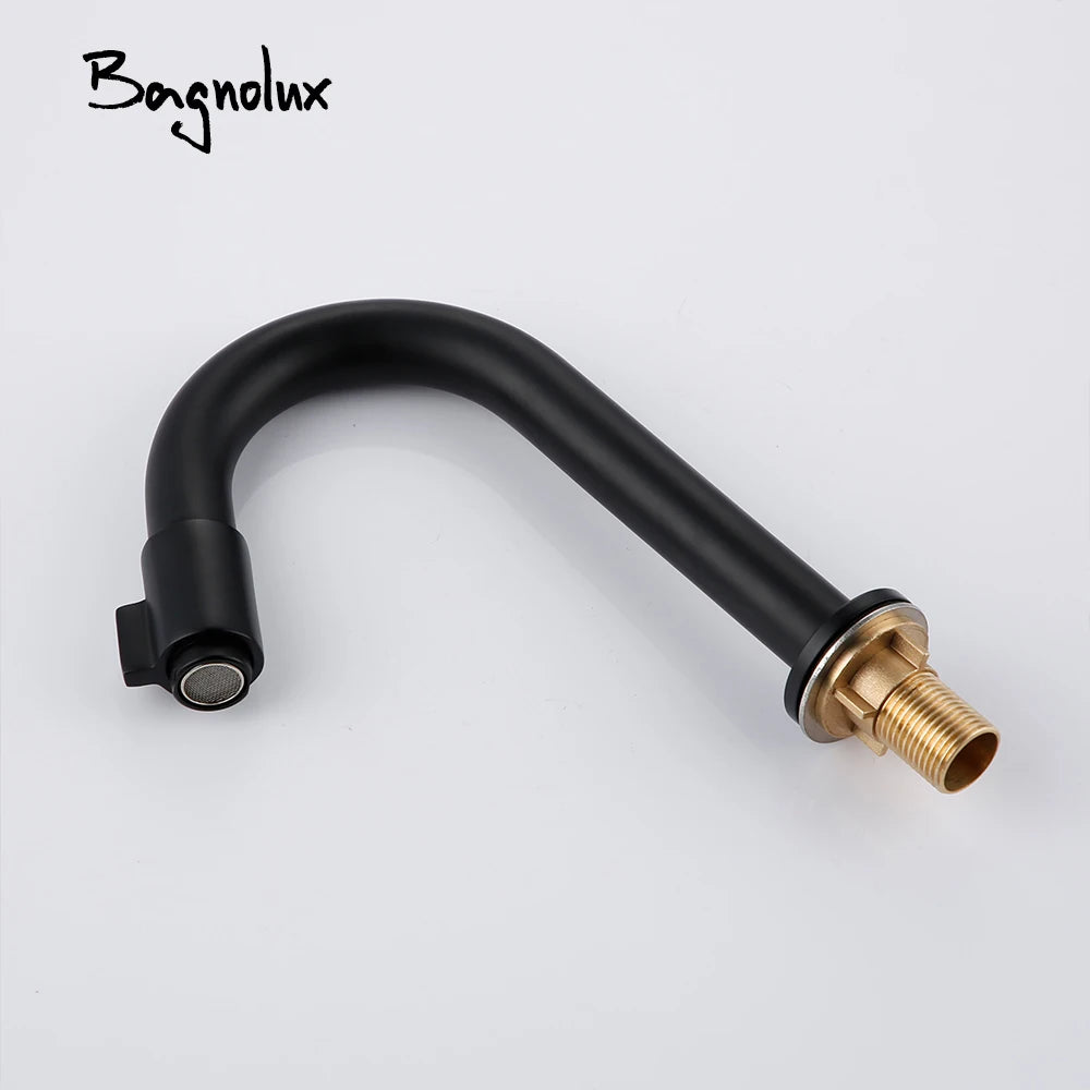 Bagnolux Solid Brass Countertop Mat Black Basin Faucet Bathroom Accessories Cold Water Single Lever Faucet - Daisan Mart