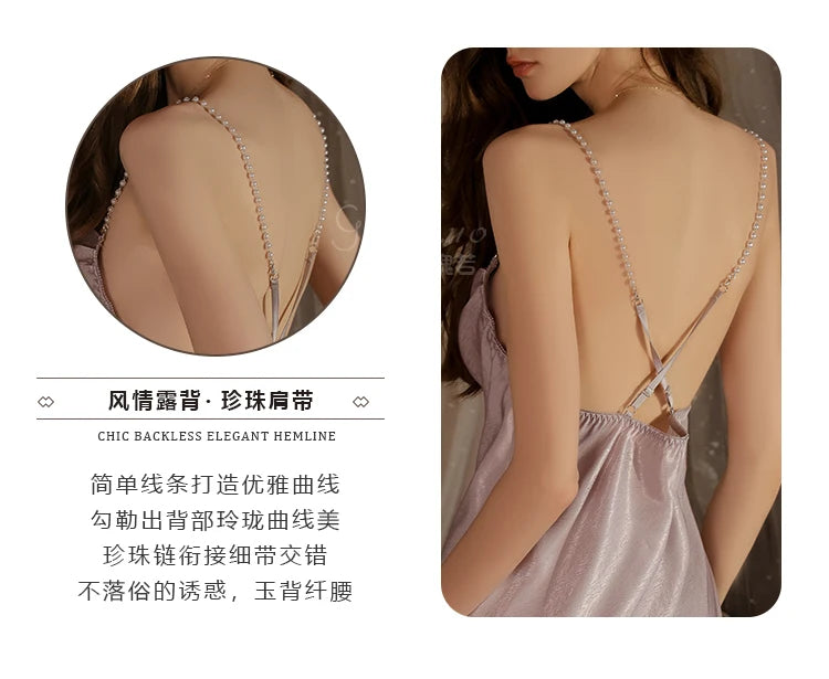 Đầm ngủ lụa lạnh hở lưng quyến rũ cho nữ big size - Daisan Mart
