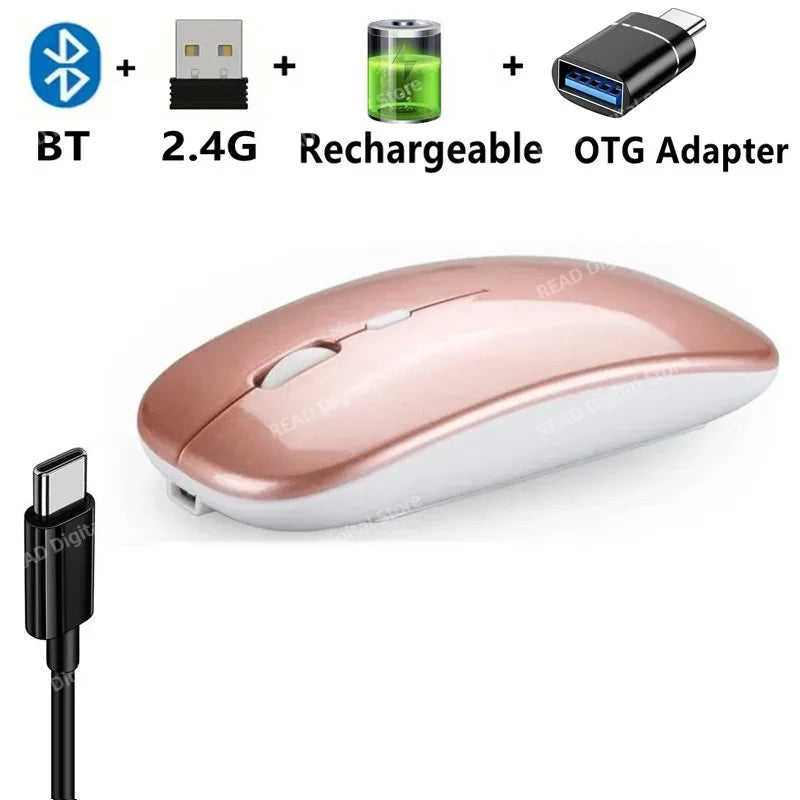 Wireless Mouse Bluetooth-Compatible Gaming Mouse (Dual Mode:BT+2.4Ghz) Ergonomic Rechargeable Mice for PC/Laptop/Macbook  ﻿ - Daisan Mart
