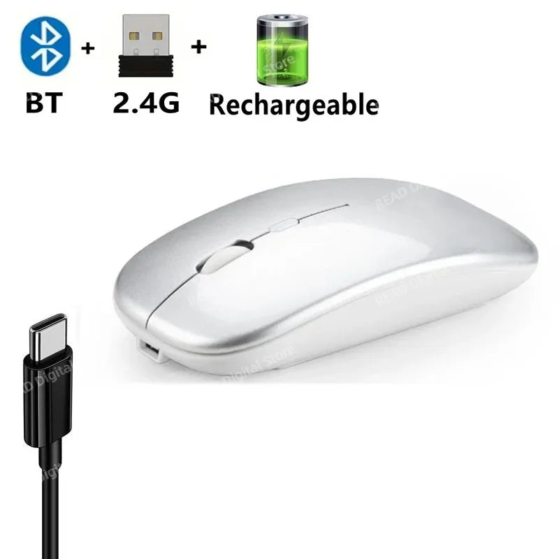 Wireless Mouse Bluetooth-Compatible Gaming Mouse (Dual Mode:BT+2.4Ghz) Ergonomic Rechargeable Mice for PC/Laptop/Macbook  ﻿ - Daisan Mart
