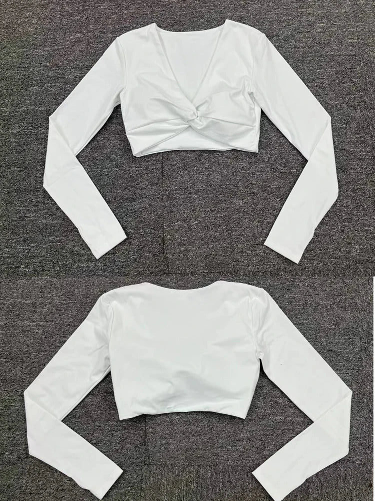 Crop Top Tập Nữ Dài Tay Lỗ Ngón Thể Thao Năng Động - Daisan Mart