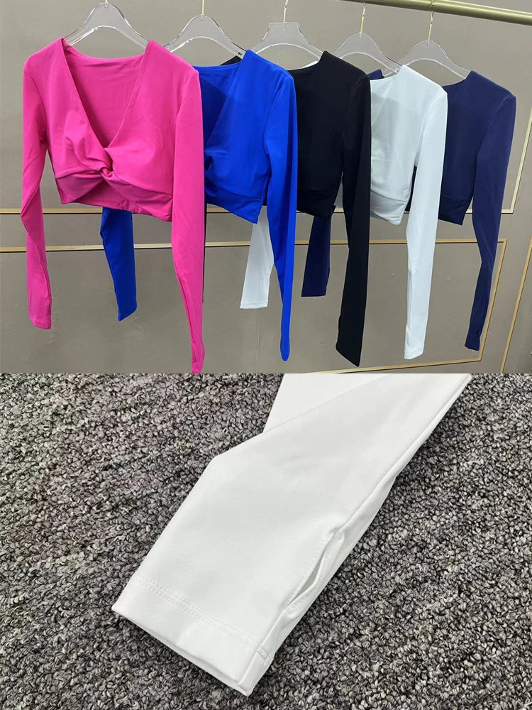 Crop Top Tập Nữ Dài Tay Lỗ Ngón Thể Thao Năng Động - Daisan Mart