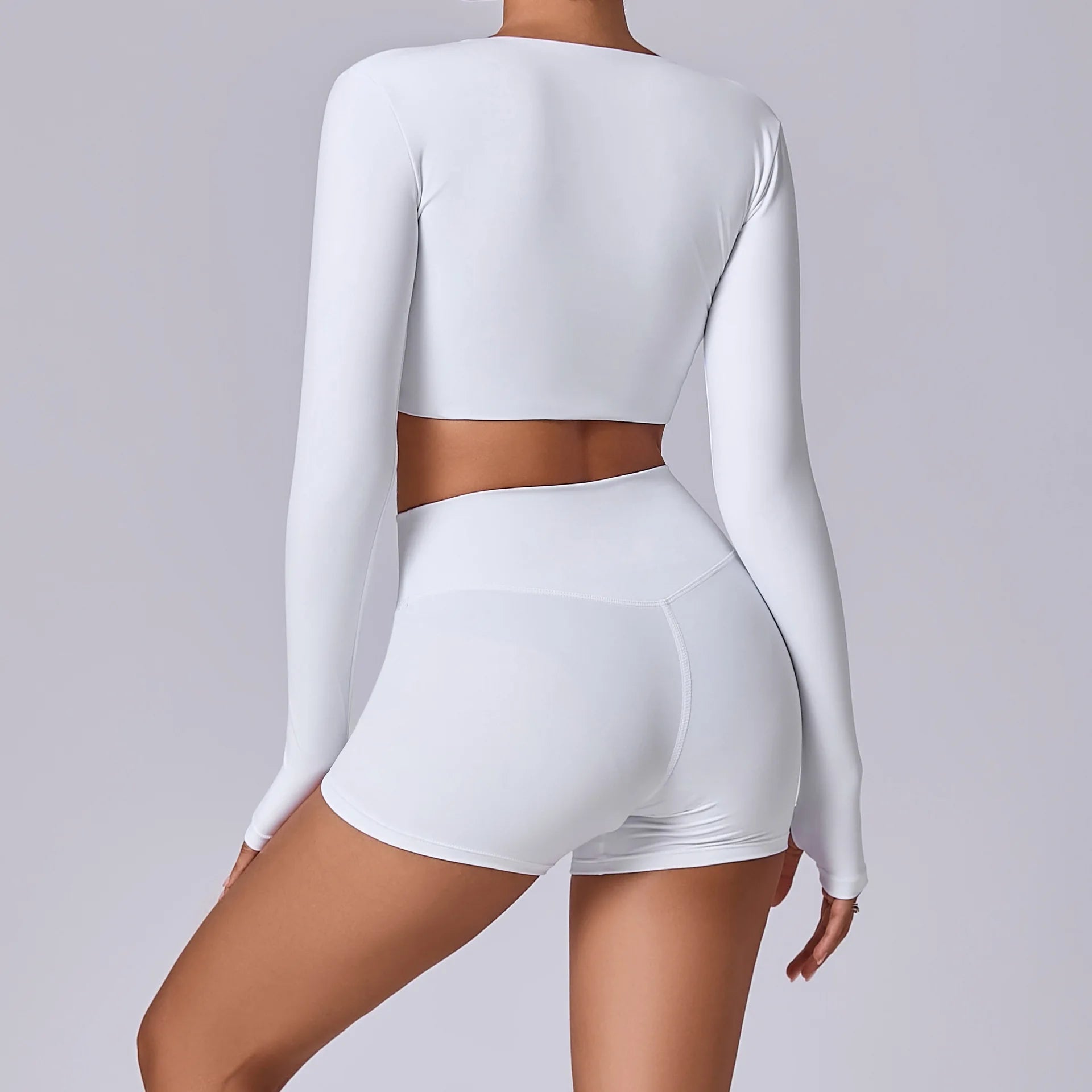 Crop Top Tập Nữ Dài Tay Lỗ Ngón Thể Thao Năng Động - Daisan Mart