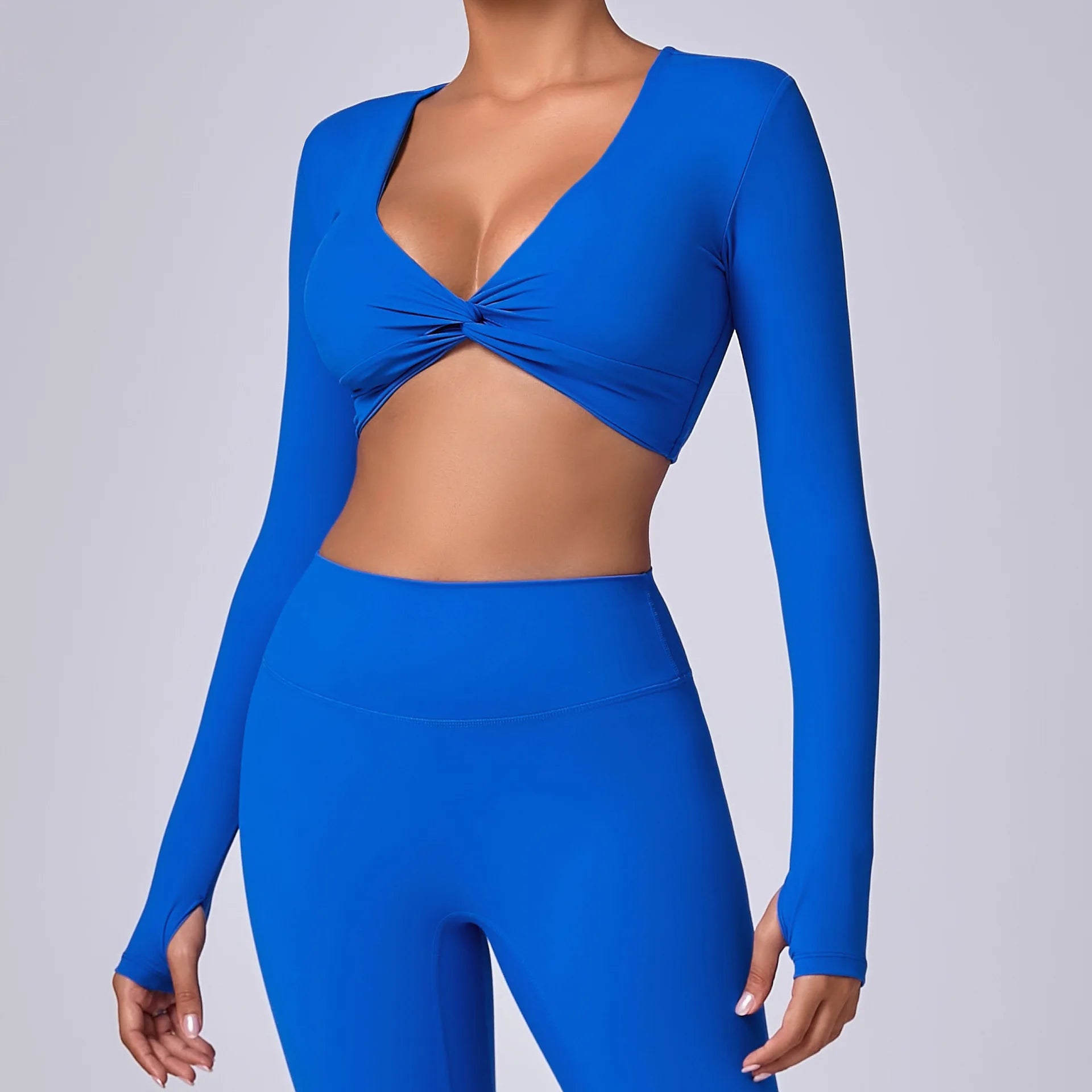 Crop Top Tập Nữ Dài Tay Lỗ Ngón Thể Thao Năng Động - Daisan Mart