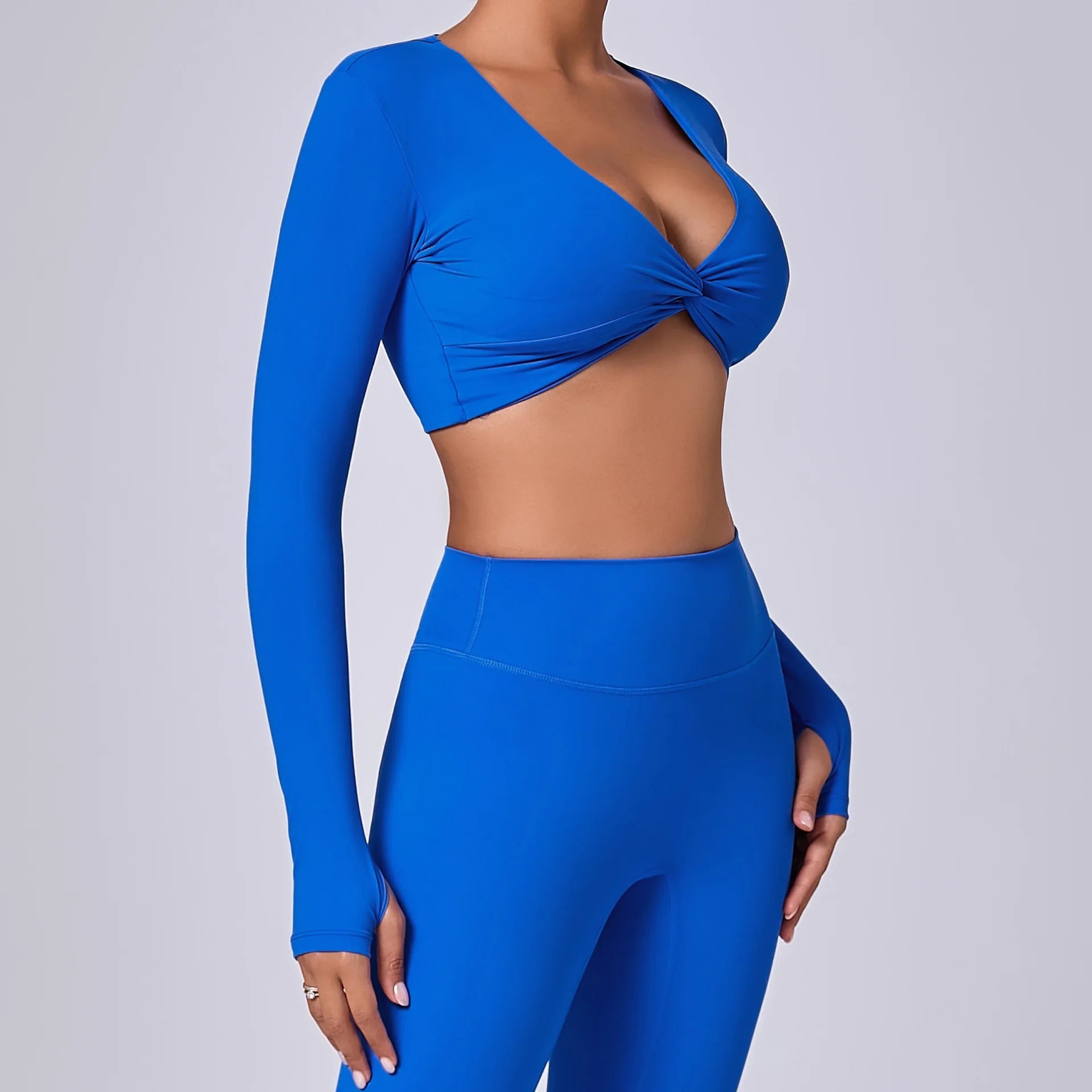 Crop Top Tập Nữ Dài Tay Lỗ Ngón Thể Thao Năng Động - Daisan Mart