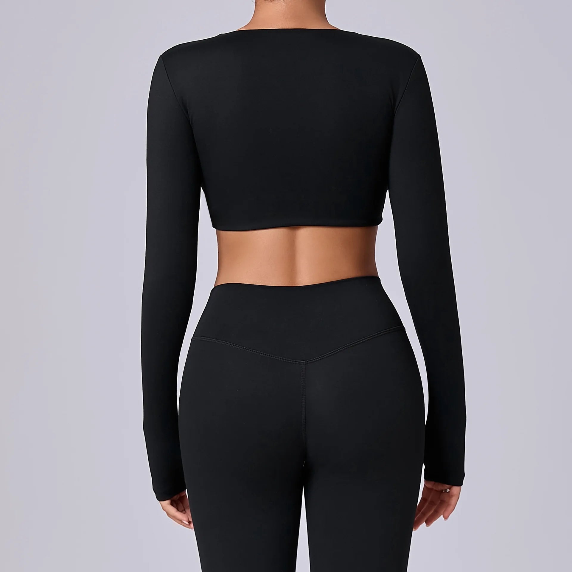 Crop Top Tập Nữ Dài Tay Lỗ Ngón Thể Thao Năng Động - Daisan Mart