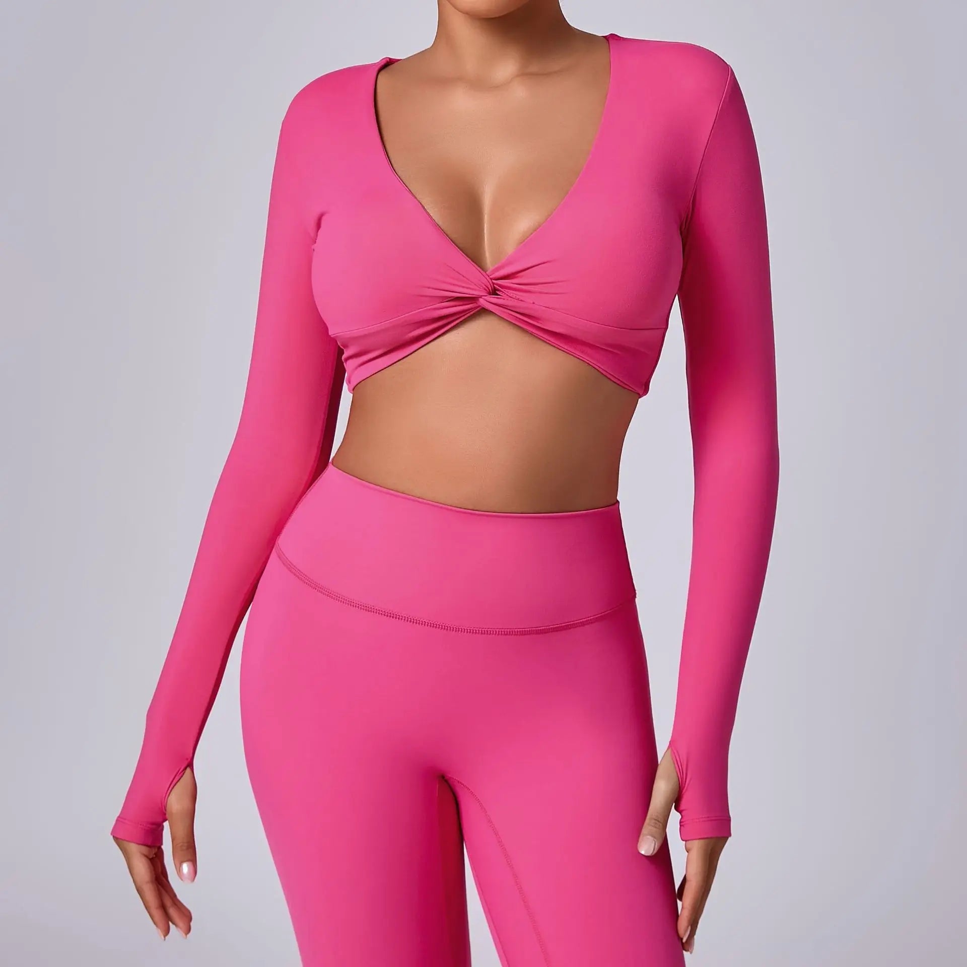 Crop Top Tập Nữ Dài Tay Lỗ Ngón Thể Thao Năng Động - Daisan Mart