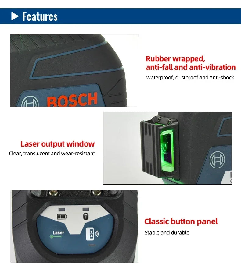 Máy Cân Mực Laser 12 Tia Xanh BOSCH GLL3-60XG 360° - Daisan Mart