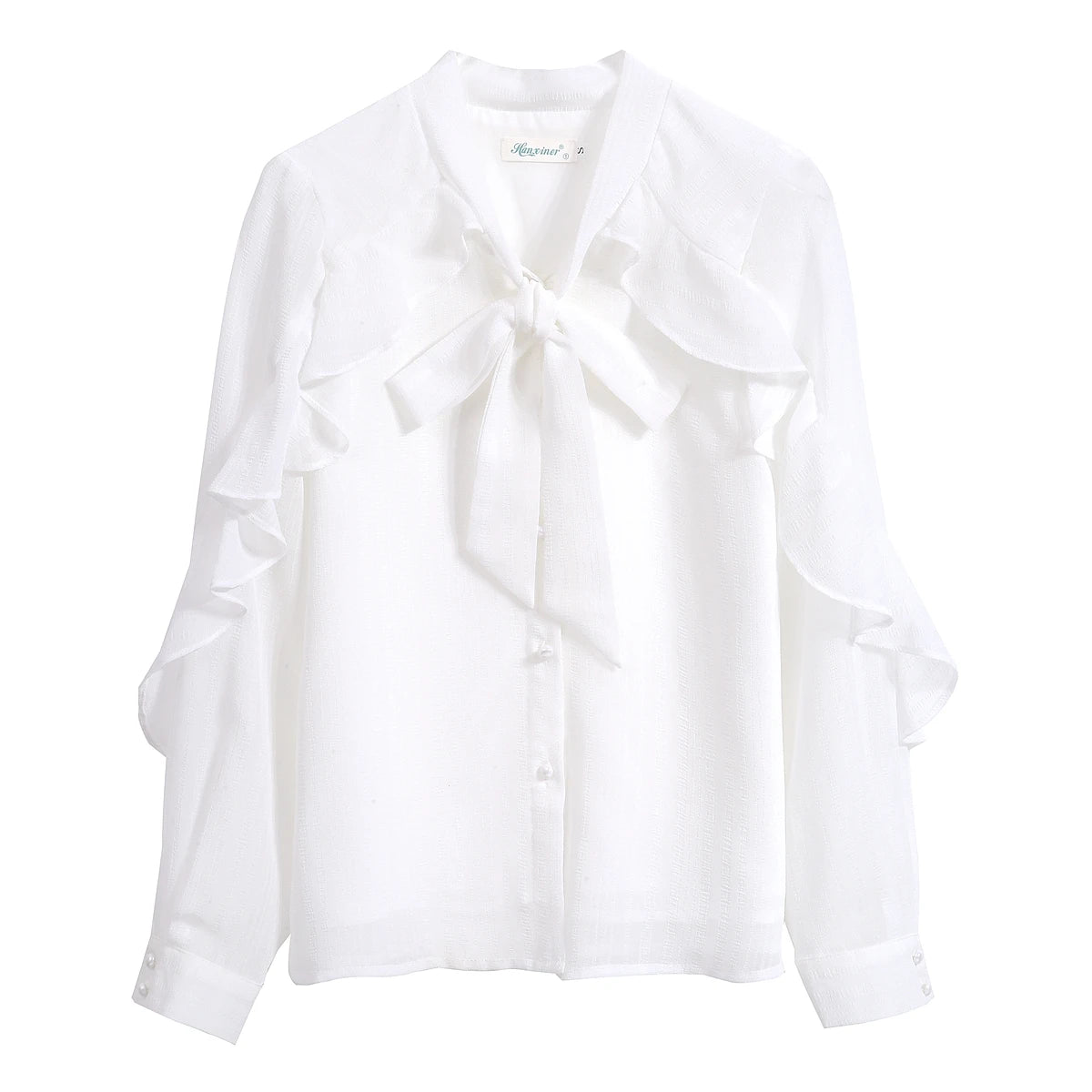 Women Shirt Blouse New Long Sleeve Bow Collar White Chiffon Shirt Blouse Women Tops Blouses Shirts Blusas Para Mujer 2025 Q614 - Daisan Mart
