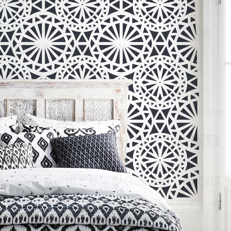 40cm - 80cm Stencil For Decor Wall Paint Painting Template Furniture Large Tradition Arabic African Ancient Ethnic Flower S216