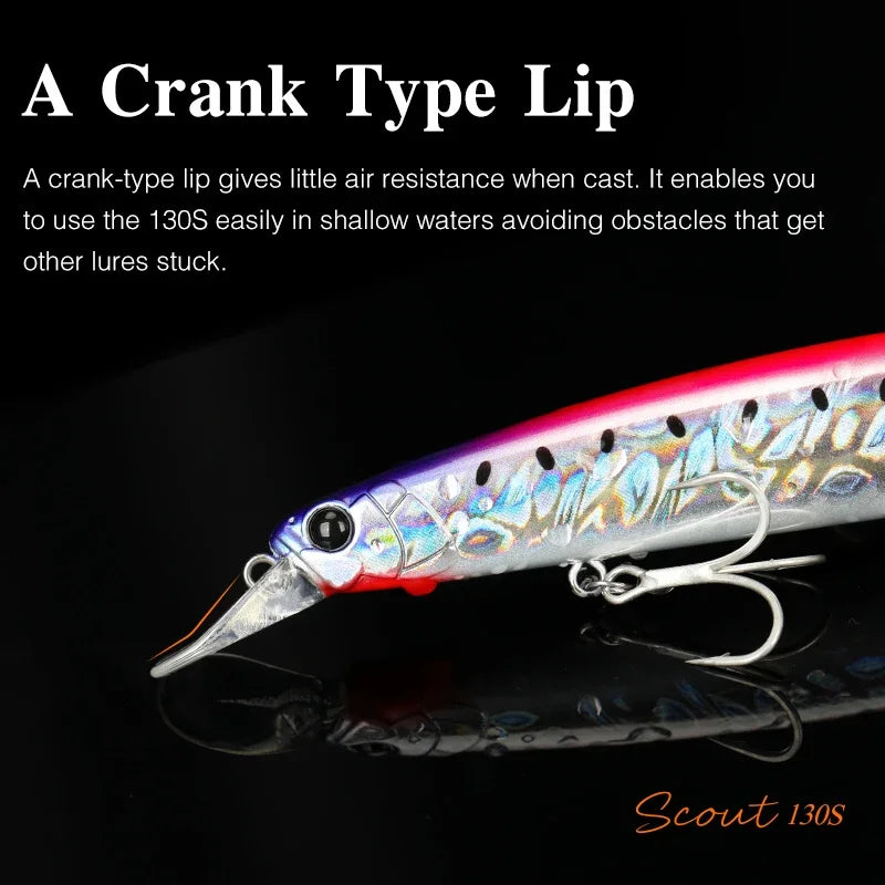 TSURINOYA 130S Sinking Minnow Fishing Lure SCOUT 130mm 24g Long Casting Seabass Flounder Artificial Large Sea Fishing Hard Baits - Daisan Mart